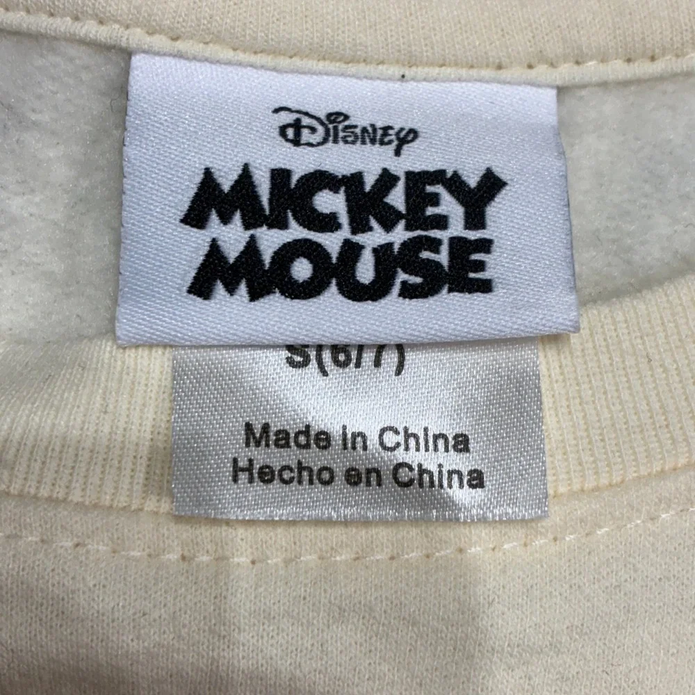 Kids Disney Mickey Mouse Cream Graphic Sweatshirt Size S 6/7 Long‎ Sleeve Top